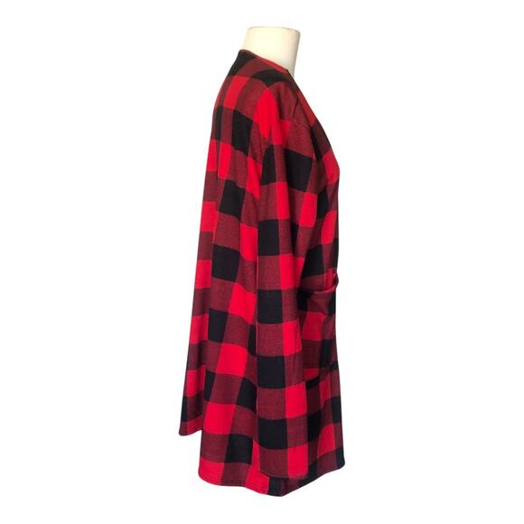 Acting Pro Cardigan Sweater Black Red Buffalo Plaid Sleeve Top Women's Sz Small - Picture 3 of 7